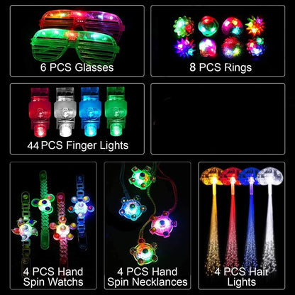 Glow in the Dark 70 Pack Light up Toys Party Favors for Kids and Adults