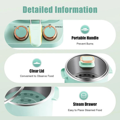 3-in-1 Breakfast Station, Household Breakfast Maker with Electric Mini Toaster, Breakfast Sandwich Maker with Frying Pan, Boilin