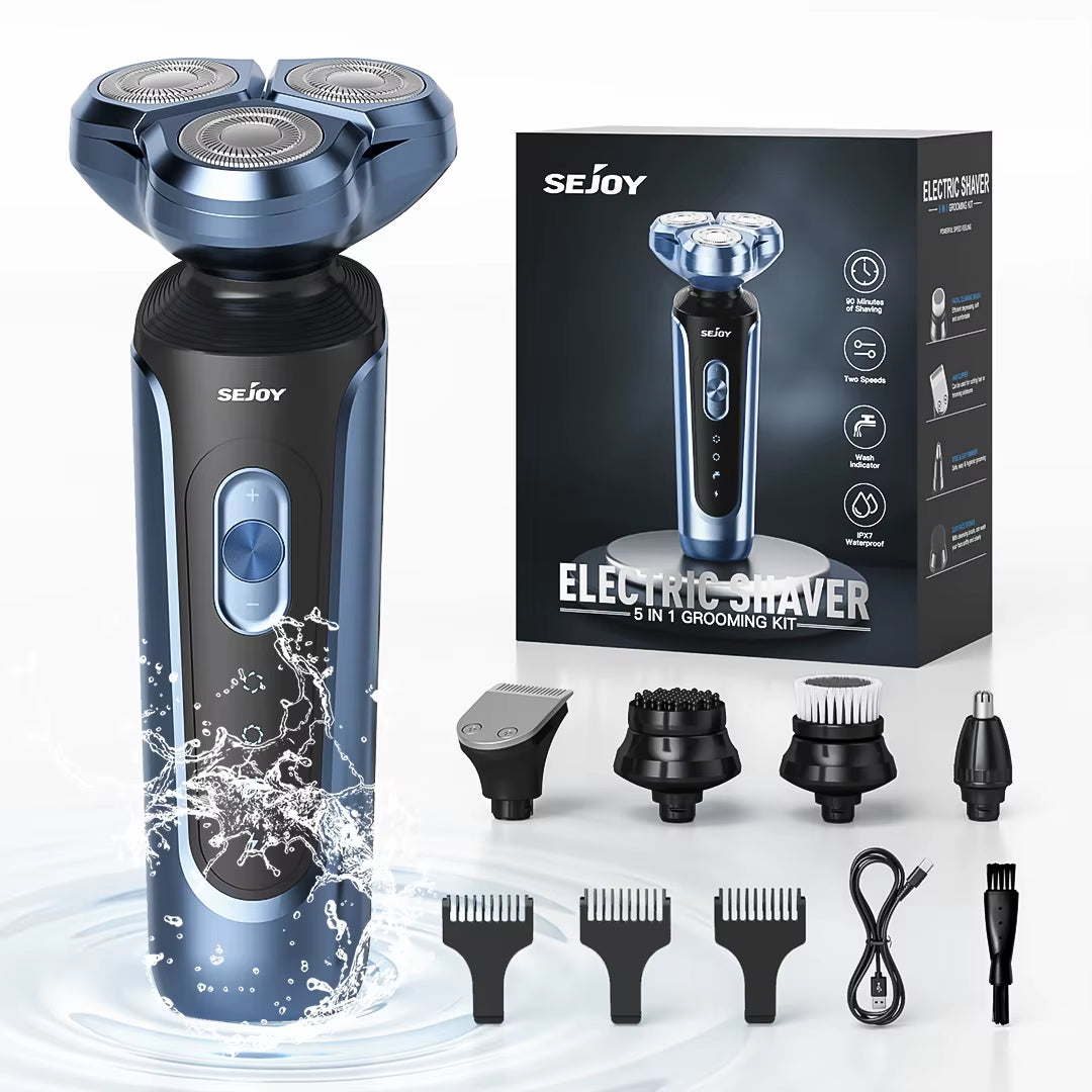 Rotary Electric Shaver Kit Rechargeable Multi-Function Beard Shaving Nose Hair Trimmer Three-Head Floating Razor