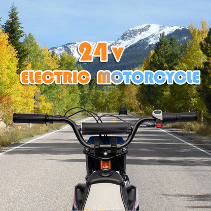 24V Electric Dirt Bike, 250W Electric Motorcycle Ride on Toys, Battery Powered Motorcycle Electric Car, up to 13.7 MPH for Kids Ages 13+ Blue