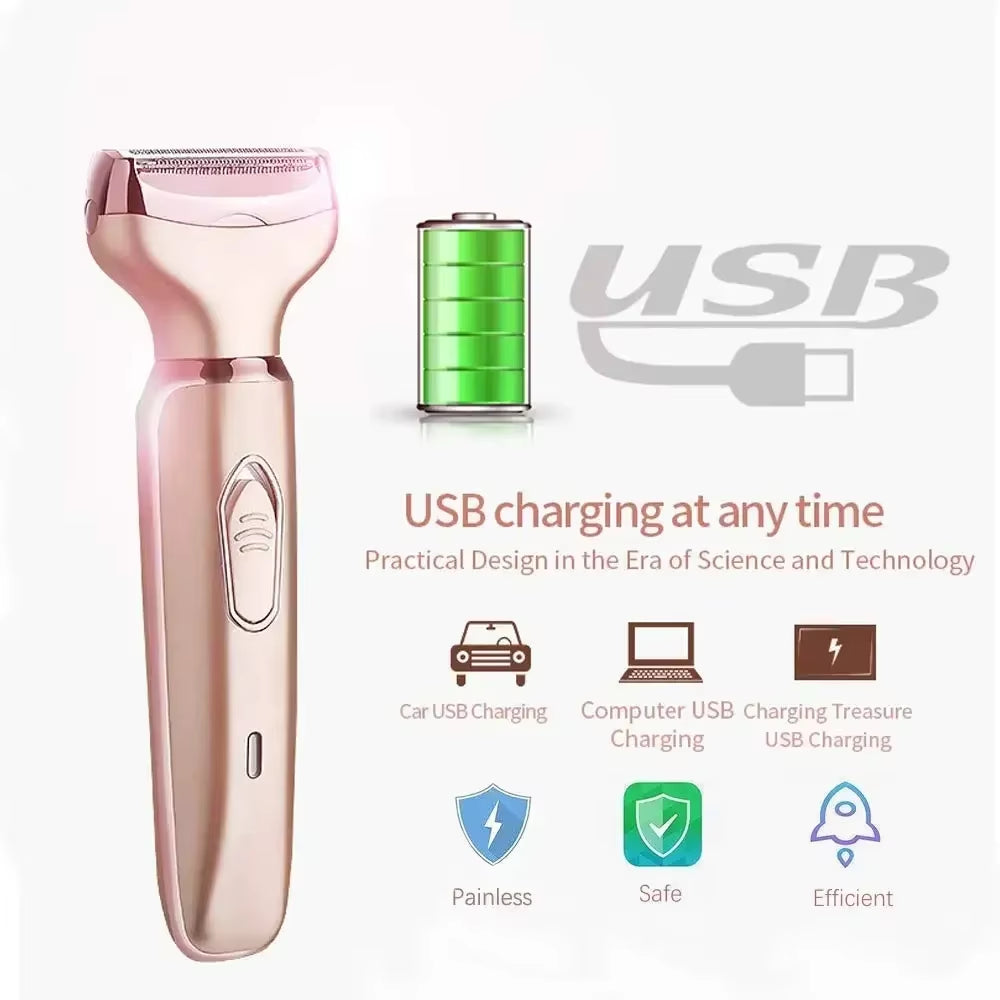 2 in 1 Portable Electric Haircut Trimmer Epilator Woman Facial Intimate Area for Body Hair Removal Sex Shaver Bikini Pubic Rosor