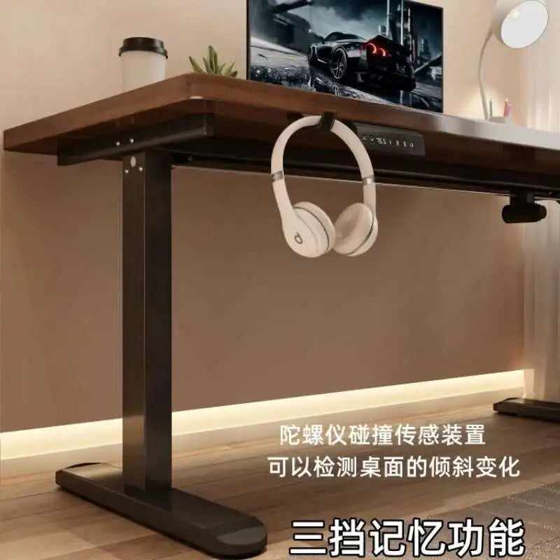 Solid Wood Electric Lifting Table, Intelligent Computer Table, Home Study Desk, Office Desk, Gaming Table, Bedroom Workbench