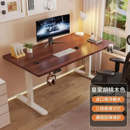 Solid Wood Electric Lifting Table, Intelligent Computer Table, Home Study Desk, Office Desk, Gaming Table, Bedroom Workbench