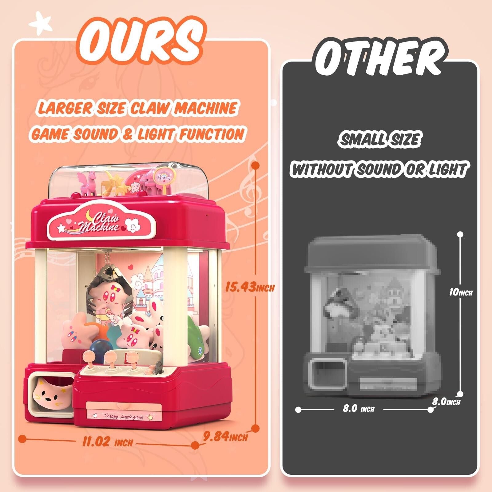 Skirfy Claw Machine for Kids Adults with Sound Light, Vending Machine Candy G...