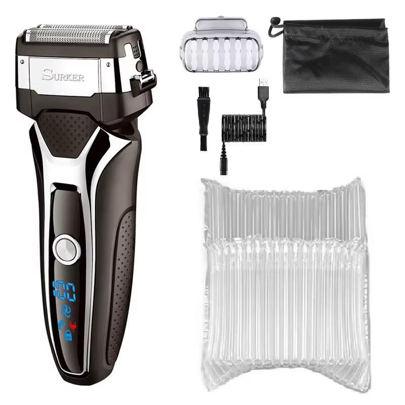 Turbo Powerful Wet Dry Electric Shaver Rechargeable Foil Face Body Shaver Beard Electric Razor for Men Hair Shaving Machine Set