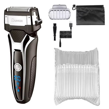 Turbo Powerful Wet Dry Electric Shaver Rechargeable Foil Face Body Shaver Beard Electric Razor for Men Hair Shaving Machine Set