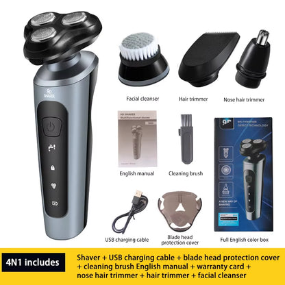 Electric Shavers Men Waterproof Wet Dry Use Electric Trimmer Razor Rechargeable Battery Rotary Shavers Machine Shaving