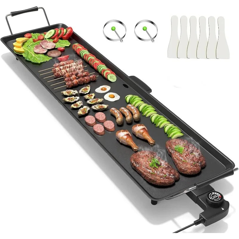 35’’ Electric Griddle, Extra Large Nonstick Cooking Flat Top Griddle, 5-Level Adjustable Temperature, Oil Drip Tray & Cool-touch