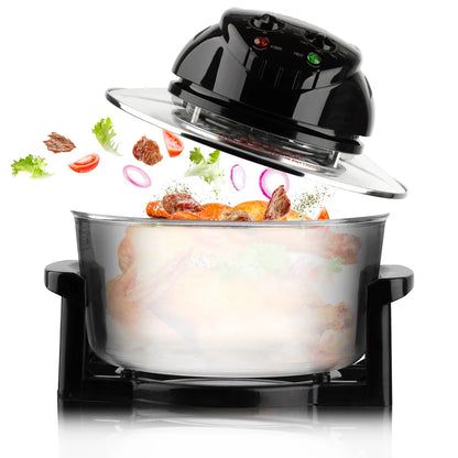 Multifunctional Cooker Tabletop Glass Air Fryer Electric Wave Turbine Convection Oven 12L Household Halogen Oven