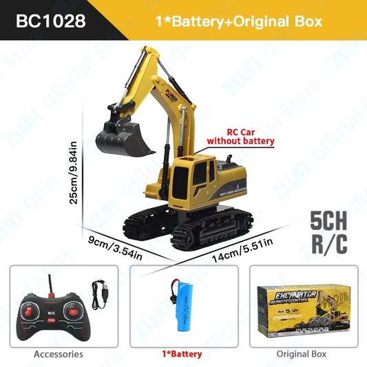 2.4G Remote Control Excavator Dump Truck RC Model Car Toy Professional Alloy Plastic Simulation Construction Vehicle for Kid