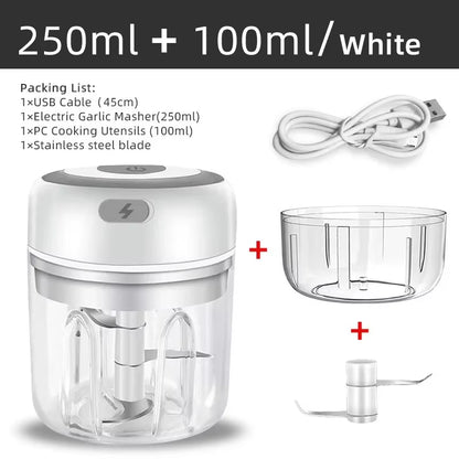Mini Wireless Electric Garlic Crusher 100Ml/250Ml Portable Chopper USB Charging Ginger Chili Vegetable Masher Machine Kitchen