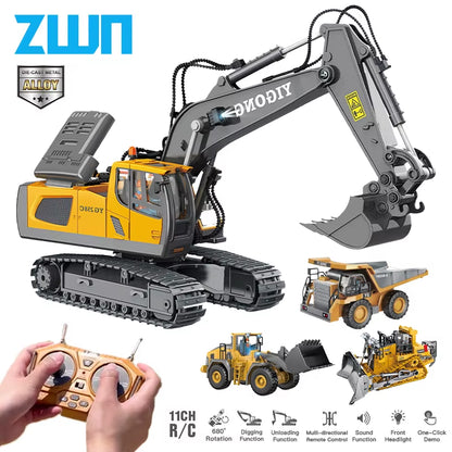2.4G Remote Control Excavator Dump Truck RC Model Car Toy Professional Alloy Plastic Simulation Construction Vehicle for Kid