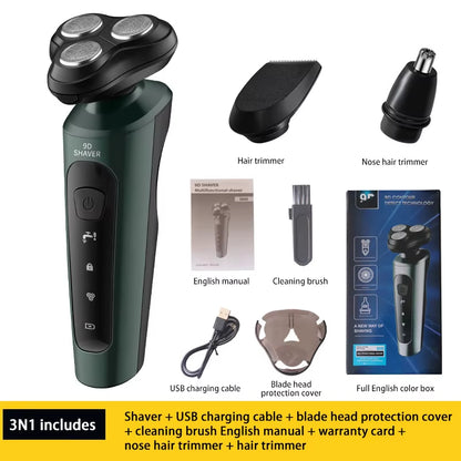 Electric Shavers Men Waterproof Wet Dry Use Electric Trimmer Razor Rechargeable Battery Rotary Shavers Machine Shaving