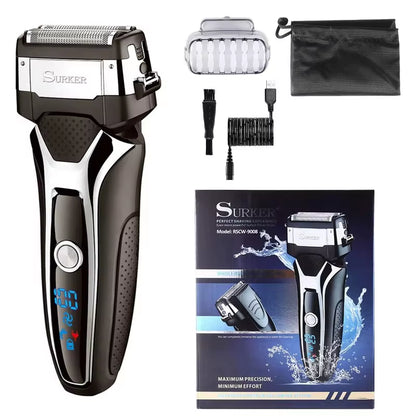 Turbo Powerful Wet Dry Electric Shaver Rechargeable Foil Face Body Shaver Beard Electric Razor for Men Hair Shaving Machine Set
