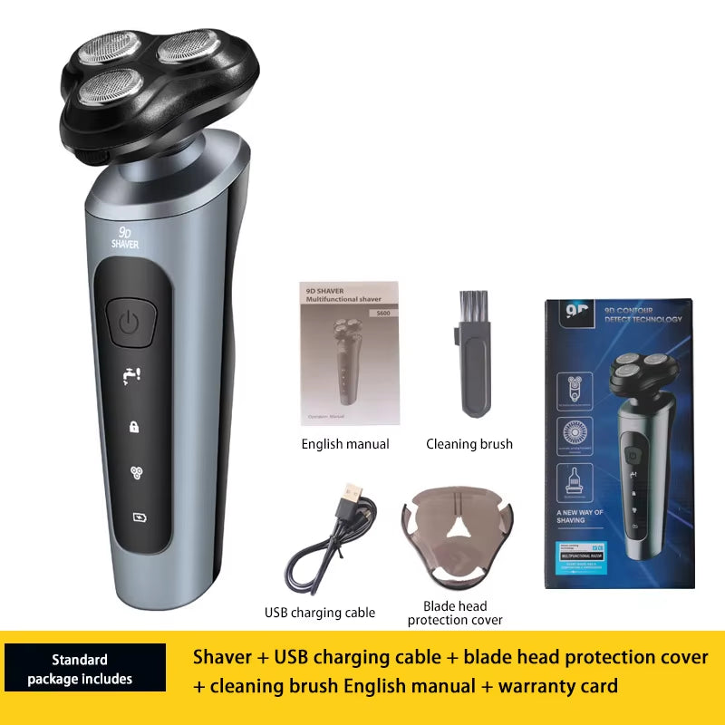 Electric Shavers Men Waterproof Wet Dry Use Electric Trimmer Razor Rechargeable Battery Rotary Shavers Machine Shaving