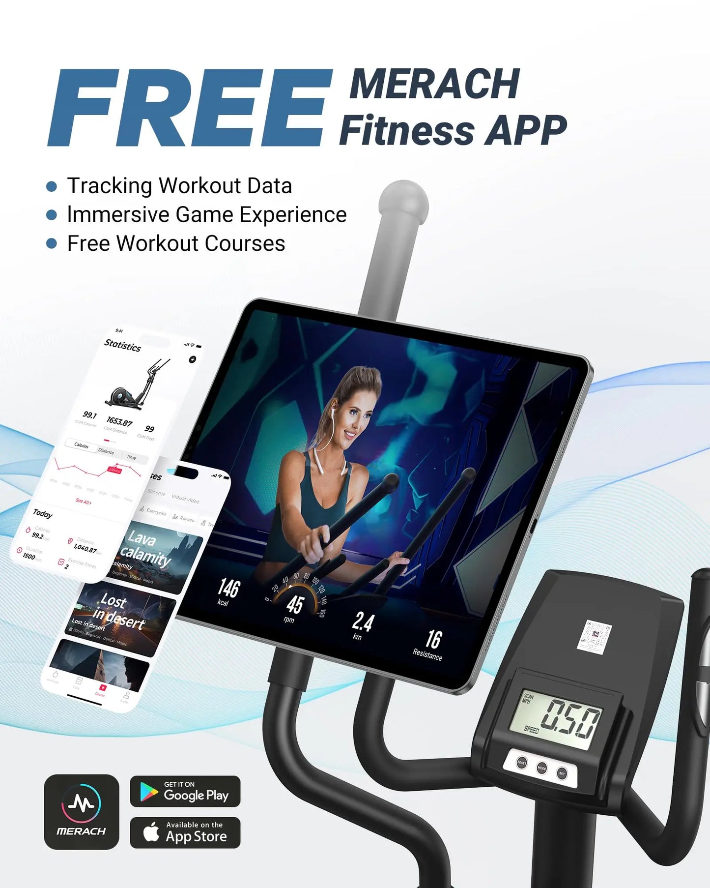 Elliptical Machine Elliptical Machine Home Hyper-Quiet Magnetic Drive System 16Levels Adjustable Resistance  App