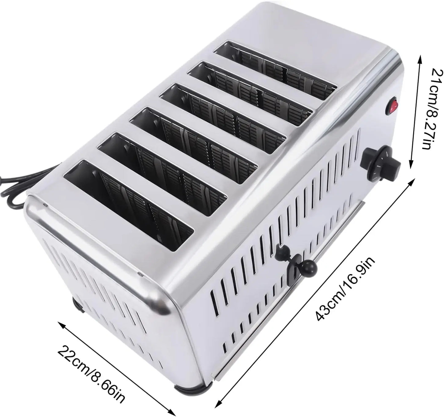1680W Commercial Toaster Bread Cake Baking Machine 6 Slices 0.6 Inch Slot Electric Countertop Belt Machinefor Restaurant Home Br