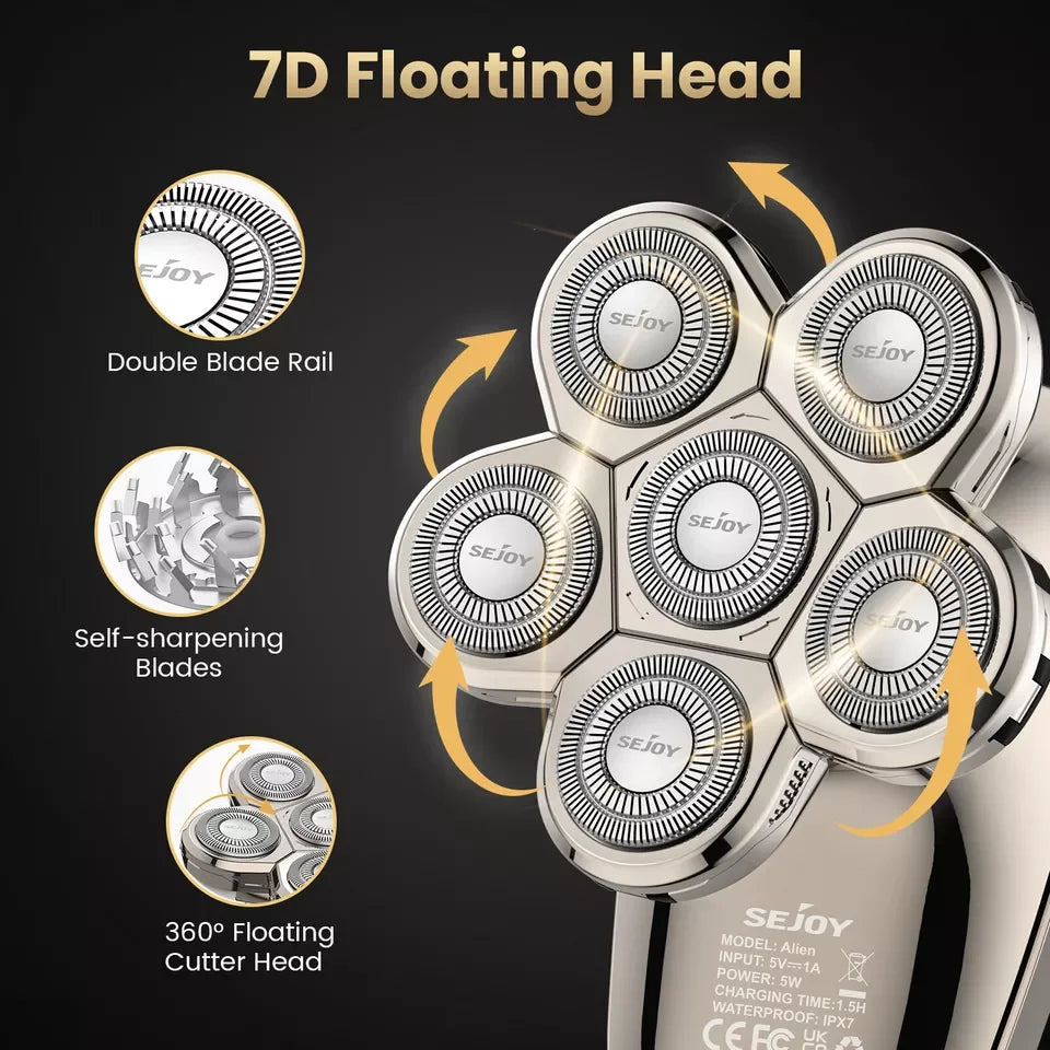 Electric Shaver Hair Clipper 5IN1 Beard Trimmer Bald Head Shaver Wet & Dry Men'S Electric Hair Trimmer