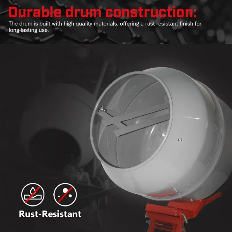 4.6 cu. ft. Cement Mixer Portable Mixing Cement Mixer Drive Gearbox 560W Portable Electric Concrete Mortar Barrow