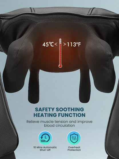 Black Shiatsu Neck Back Kneading Massage, Deep Tissue Relief, Portable and Lightweight