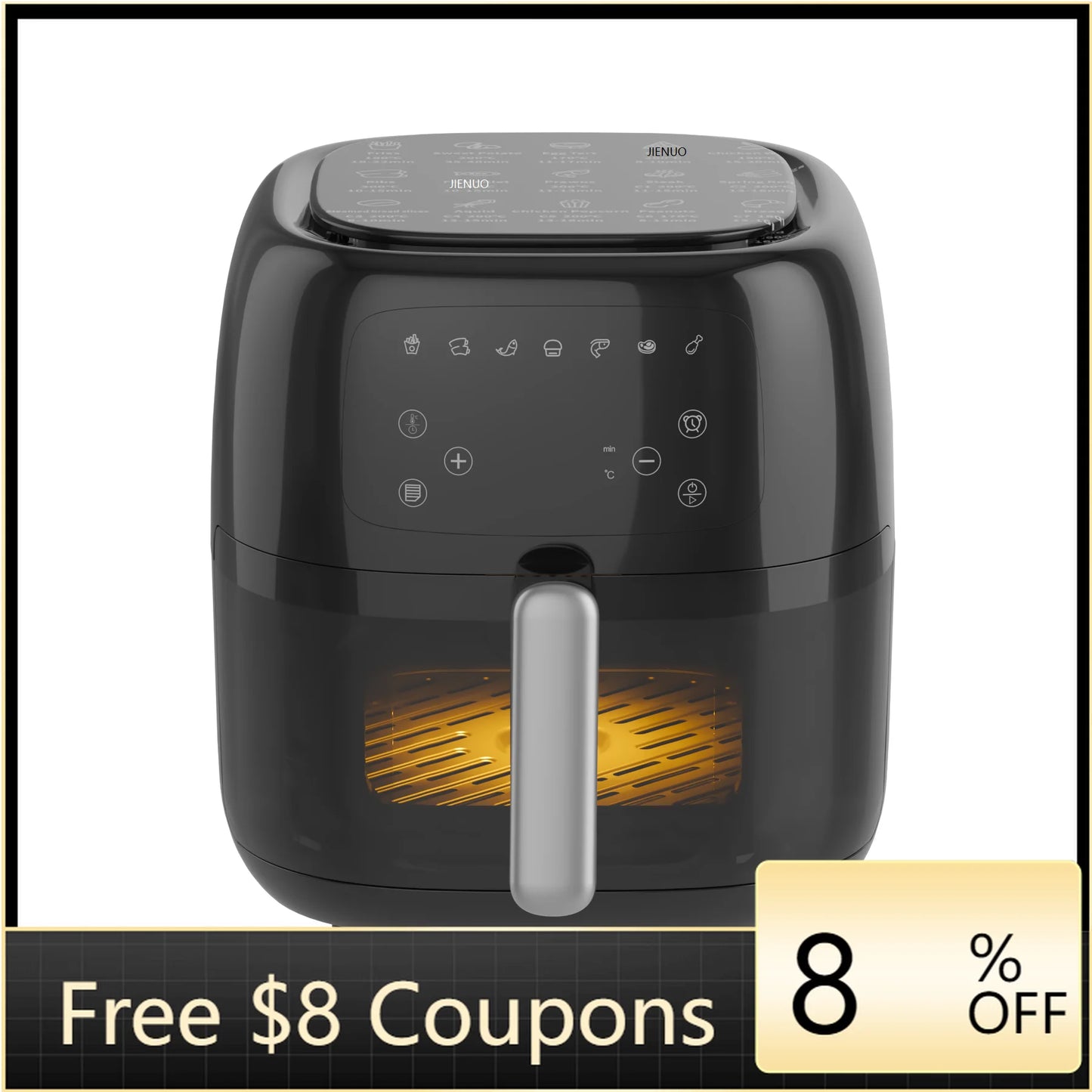 7L Intelligent Automatic Air Fryer Visual Window Modern Digital Display Square Plastic Multifunctional Smart Electric