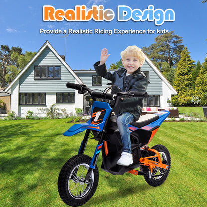 24V Electric Dirt Bike, 250W Electric Motorcycle Ride on Toys, Battery Powered Motorcycle Electric Car, up to 13.7 MPH for Kids Ages 13+ Blue