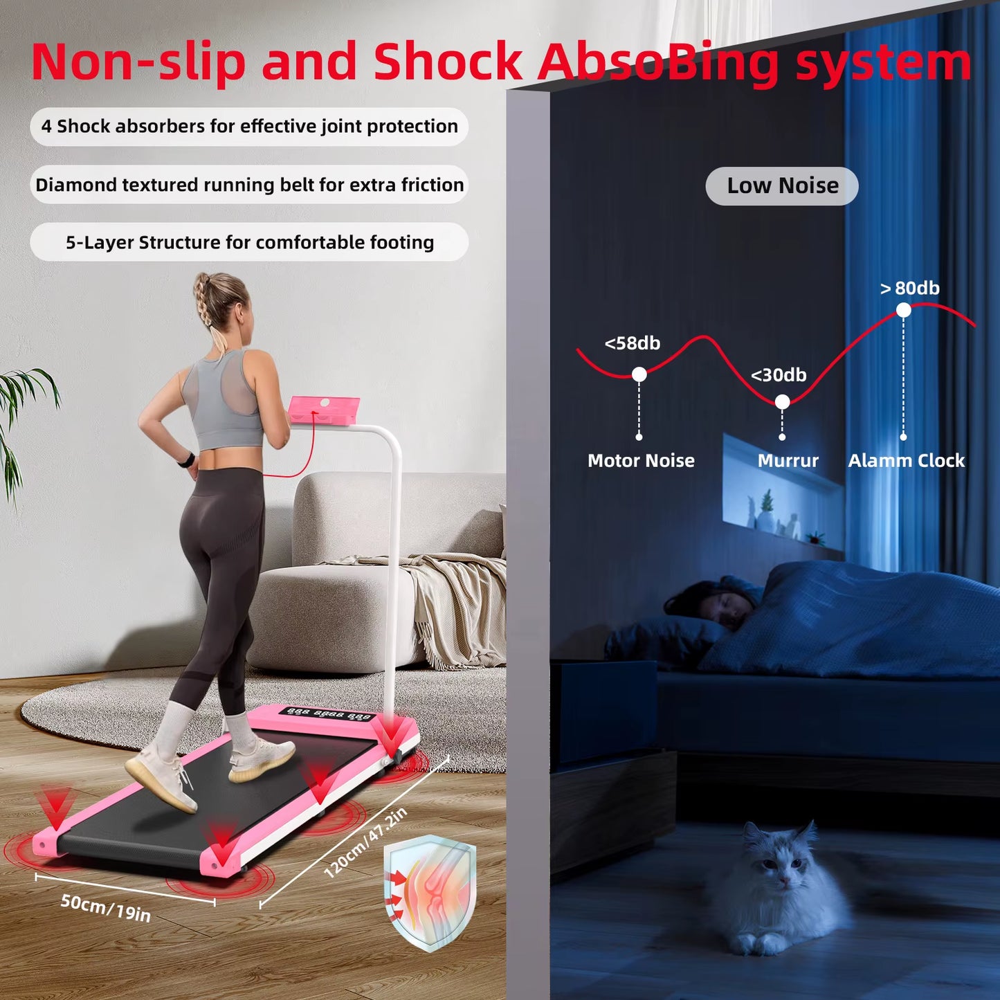 Wholesale Foldable Fitness Sport Electric Adjustable Home Folding Treadmill with LED Screen Mini Walking Pad