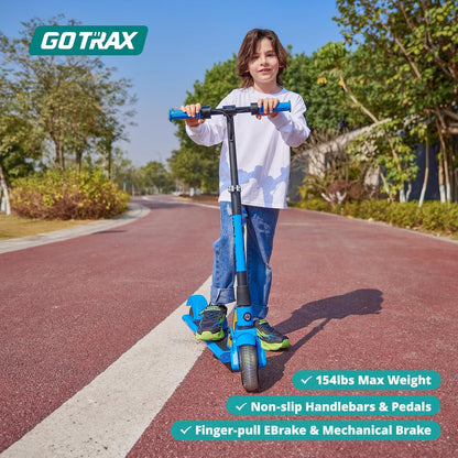 GKS Lumios Electric Scooter for Kids 6-12, Thumb-Button Control, 150W Motor and 6" LED Front Wheel Kick Scooter, up to 6.25 Miles and 7.5Mph, UL Certified Kids Electric Scooter