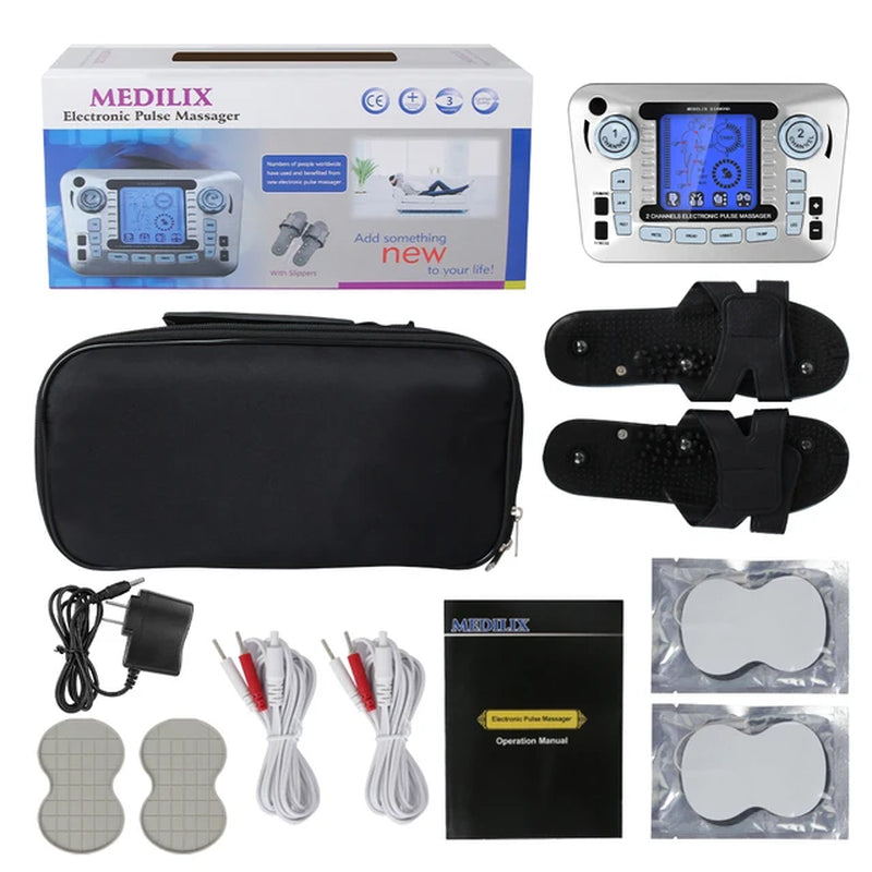 12 Modes Digital Electric Pulse Massager Tens EMS Muscle Stimulator Therapy Machine Body Massage Pain Relief Tool Health Care