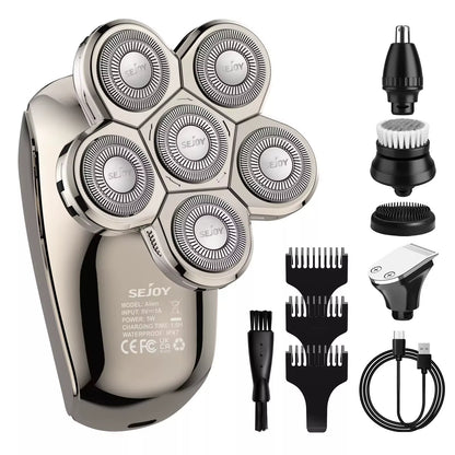 Electric Shaver Hair Clipper 5IN1 Beard Trimmer Bald Head Shaver Wet & Dry Men'S Electric Hair Trimmer