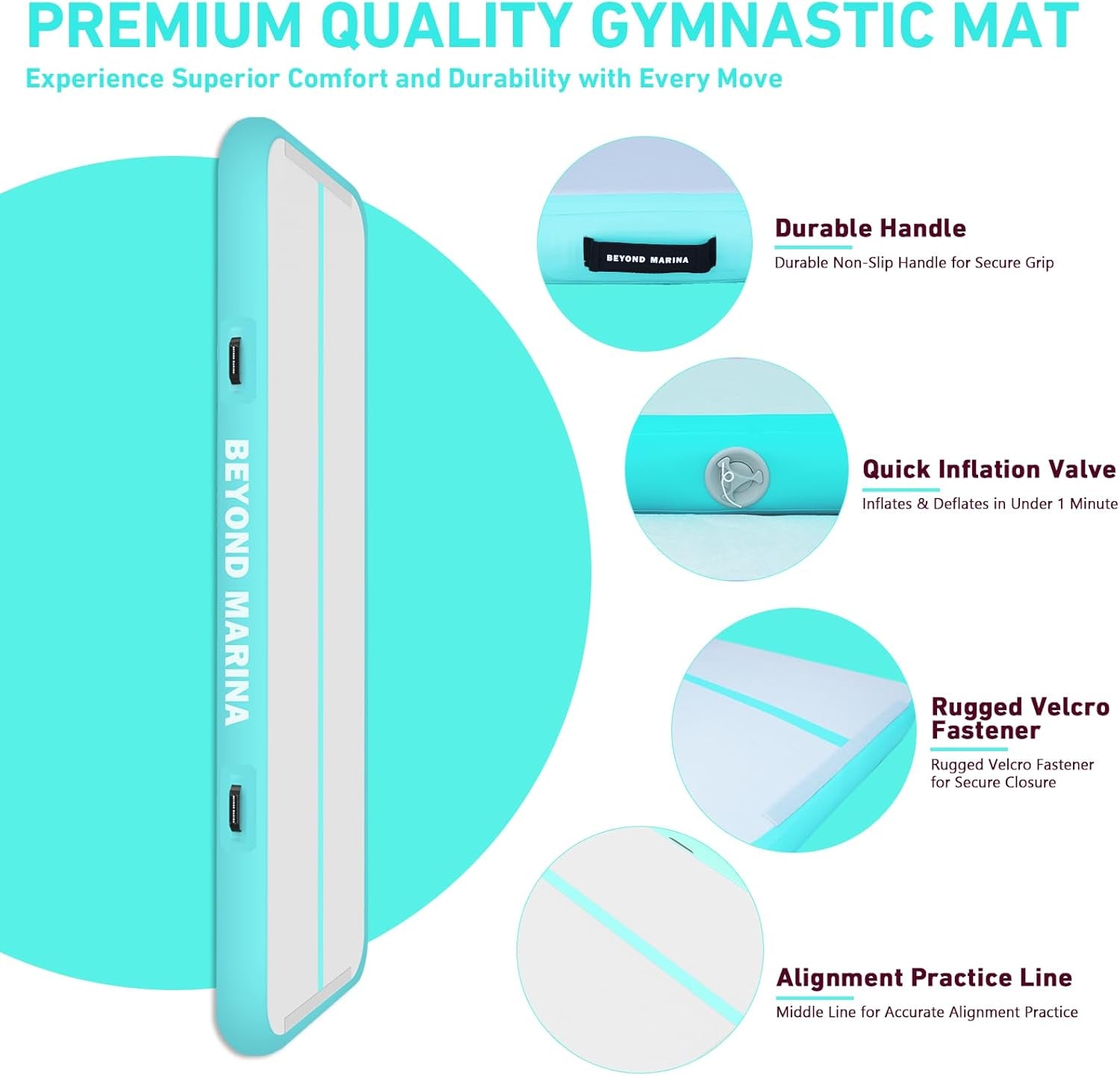 Air Gymnastics Tumble Track 4/8 Inches Thickness Inflatable Tumbling 10Ft/13Ft/16Ft/20Ft Air Mats for Home Use Training/Cheerleading/Yoga/Water with Electric Pump