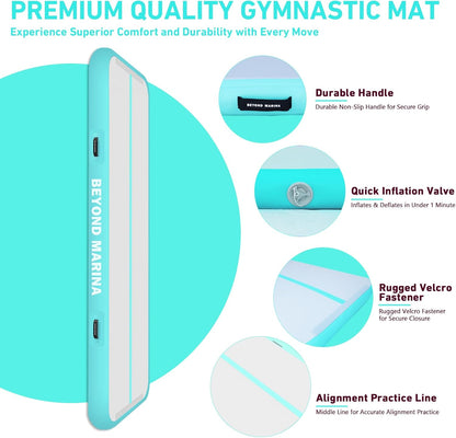 Air Gymnastics Tumble Track 4/8 Inches Thickness Inflatable Tumbling 10Ft/13Ft/16Ft/20Ft Air Mats for Home Use Training/Cheerleading/Yoga/Water with Electric Pump