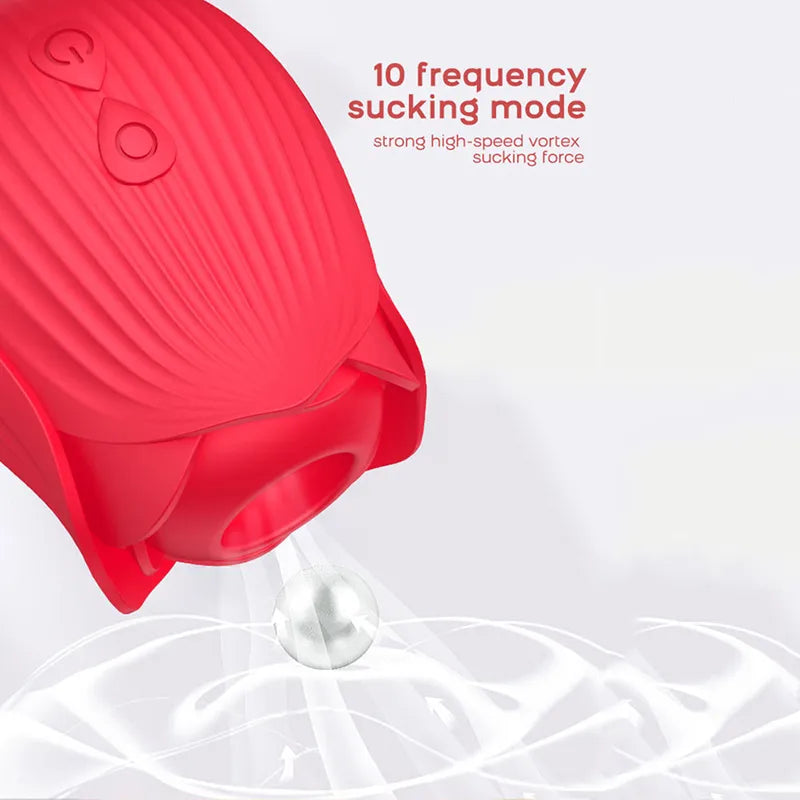 Rose Shape Sucking Vibrators Strong Shock Licking Double Heads Dildos Vibrator Female Sex Toys