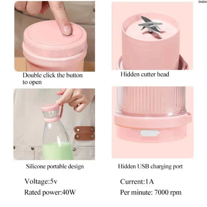 1pc 420ml Personal Size Blender, Portable Blender, Battery Operated USB Blender, Smoothies  Blender Bottle  Portable Juicer