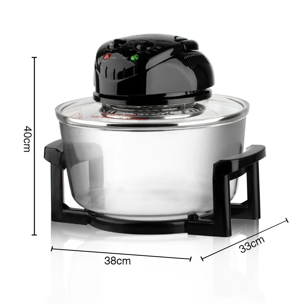 Multifunctional Cooker Tabletop Glass Air Fryer Electric Wave Turbine Convection Oven 12L Household Halogen Oven