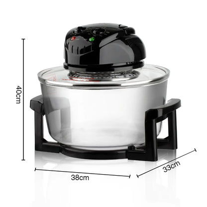 Multifunctional Cooker Tabletop Glass Air Fryer Electric Wave Turbine Convection Oven 12L Household Halogen Oven