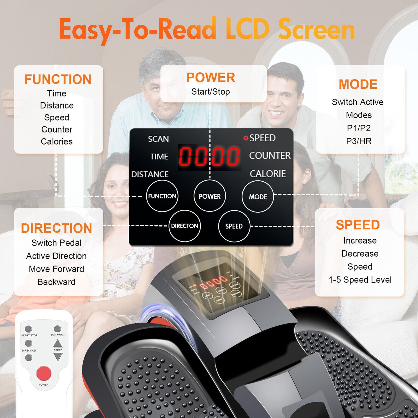 Ellipse Electric Elliptical Machine under Desk Leg Exerciser Fully Assembled LCD