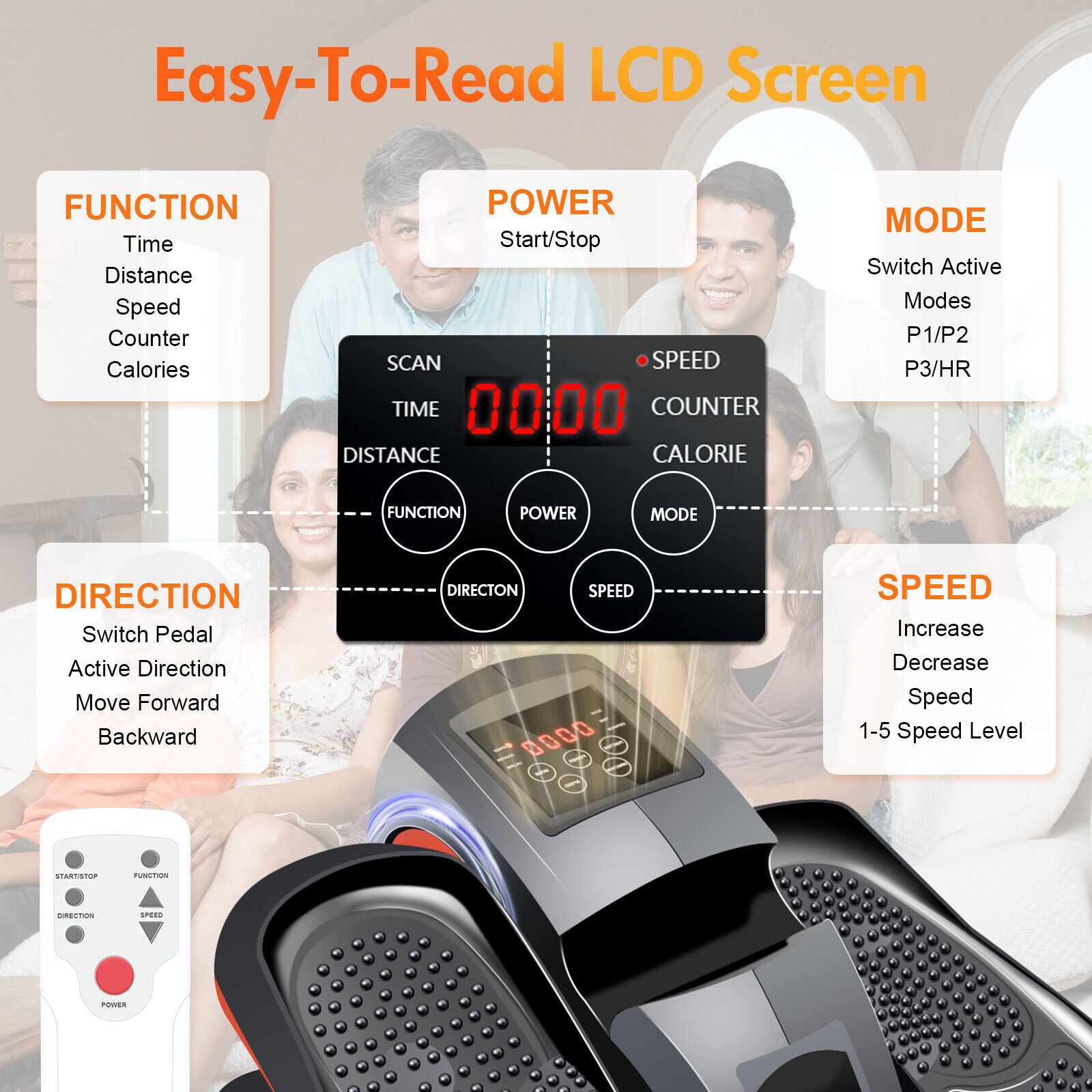 Ellipse Electric Elliptical Machine under Desk Leg Exerciser Fully Assembled LCD