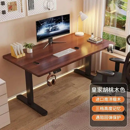 Solid Wood Electric Lifting Table, Intelligent Computer Table, Home Study Desk, Office Desk, Gaming Table, Bedroom Workbench