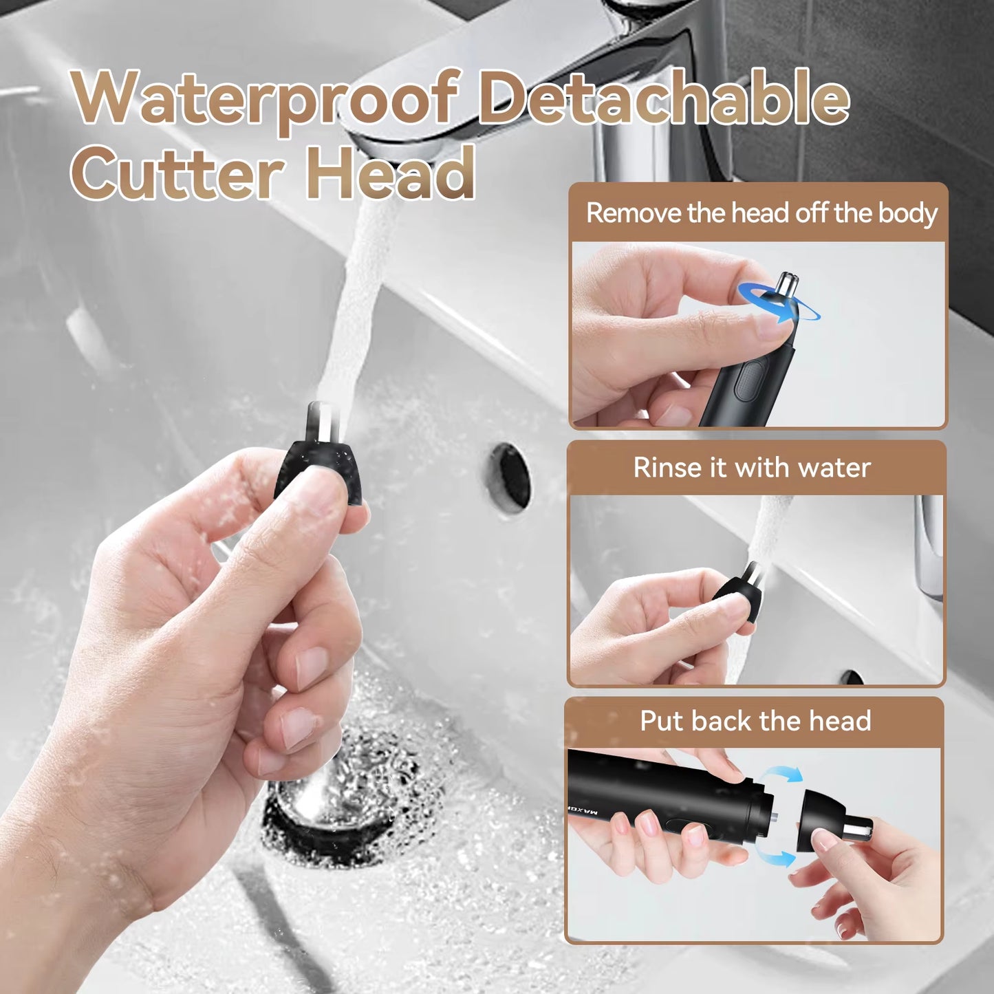 Nose Hair Trimmer for Men Rechargeable 360 Rotating Dual-Blade Electric Shaver Eyebrows Nose Hair Trimmer Painless Safe