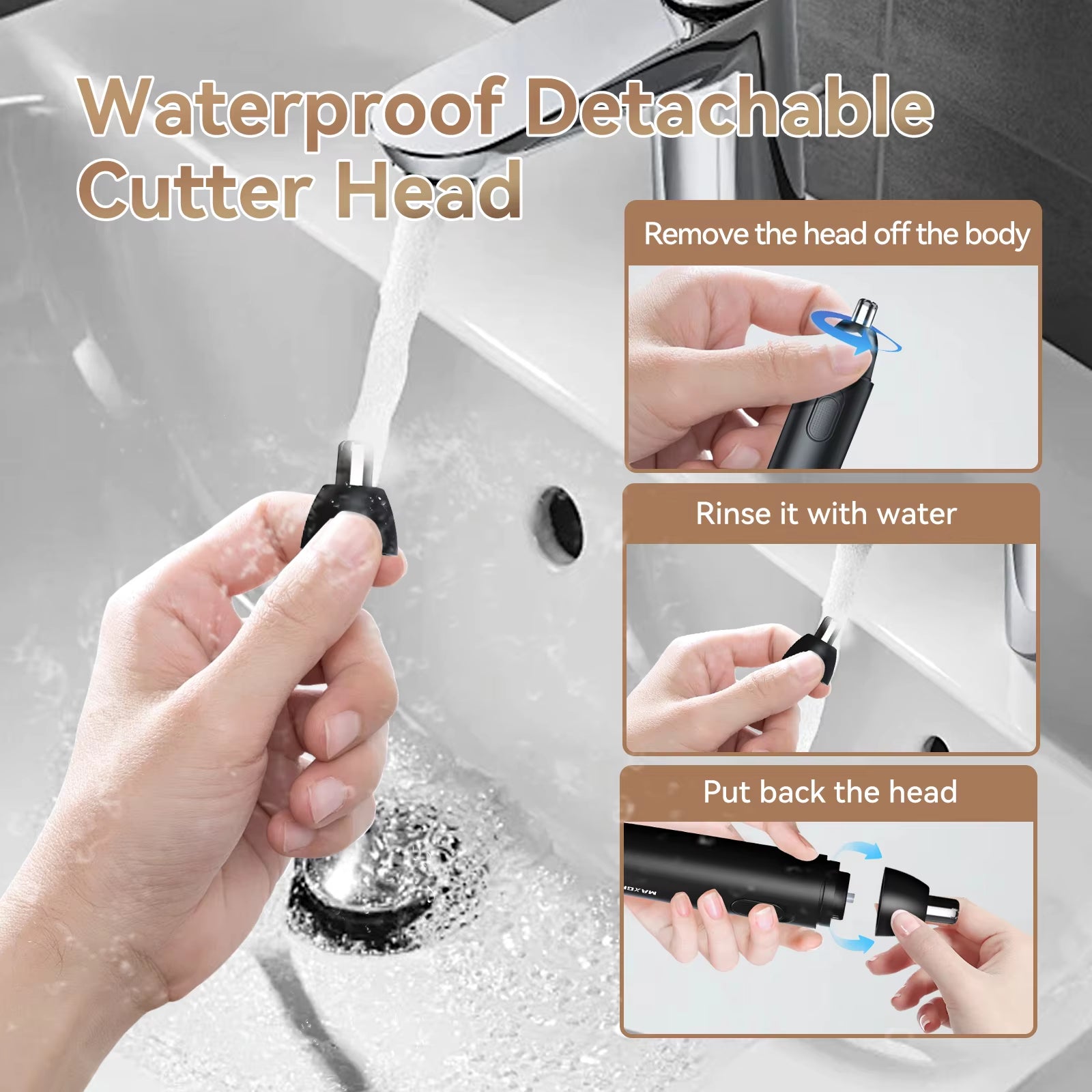 Nose Hair Trimmer for Men Rechargeable 360 Rotating Dual-Blade Electric Shaver Eyebrows Nose Hair Trimmer Painless Safe