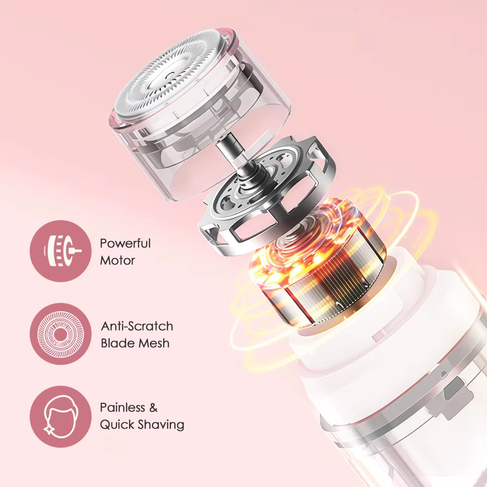 Electric Shaver for Women IPX7 Waterproof Wet Dry Bikini Hair Trimmer 2 in 1 Double Head Detachable Razor Safe 360° Quick Trim