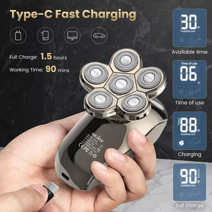 Electric Shaver Hair Clipper 5IN1 Beard Trimmer Bald Head Shaver Wet & Dry Men'S Electric Hair Trimmer