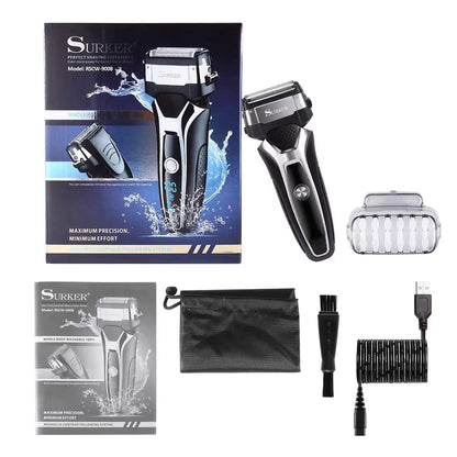 Turbo Powerful Wet Dry Electric Shaver Rechargeable Foil Face Body Shaver Beard Electric Razor for Men Hair Shaving Machine Set