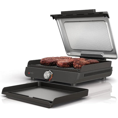 14'' Electric Griddle and Indoor Grill Nonstick Surface for Even Cooking Up to 500F Dishwasher Safe for Steak Burgers Salmon