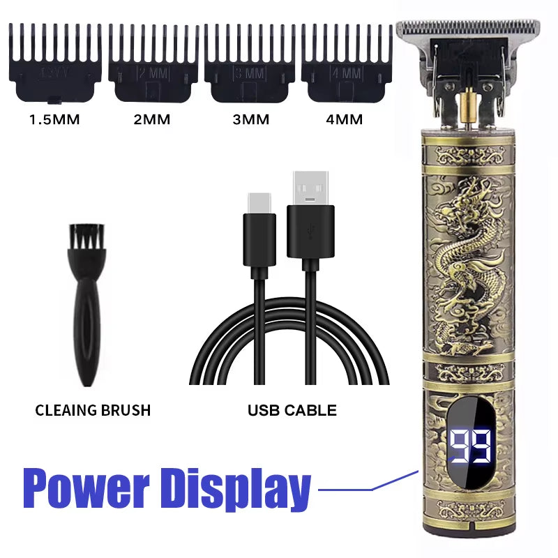T9 Electric Hair Clipper for Men Professional Barber Shaver Beard Trimmer Body Hair Cutting Machine for Men Dragon Buddha Design