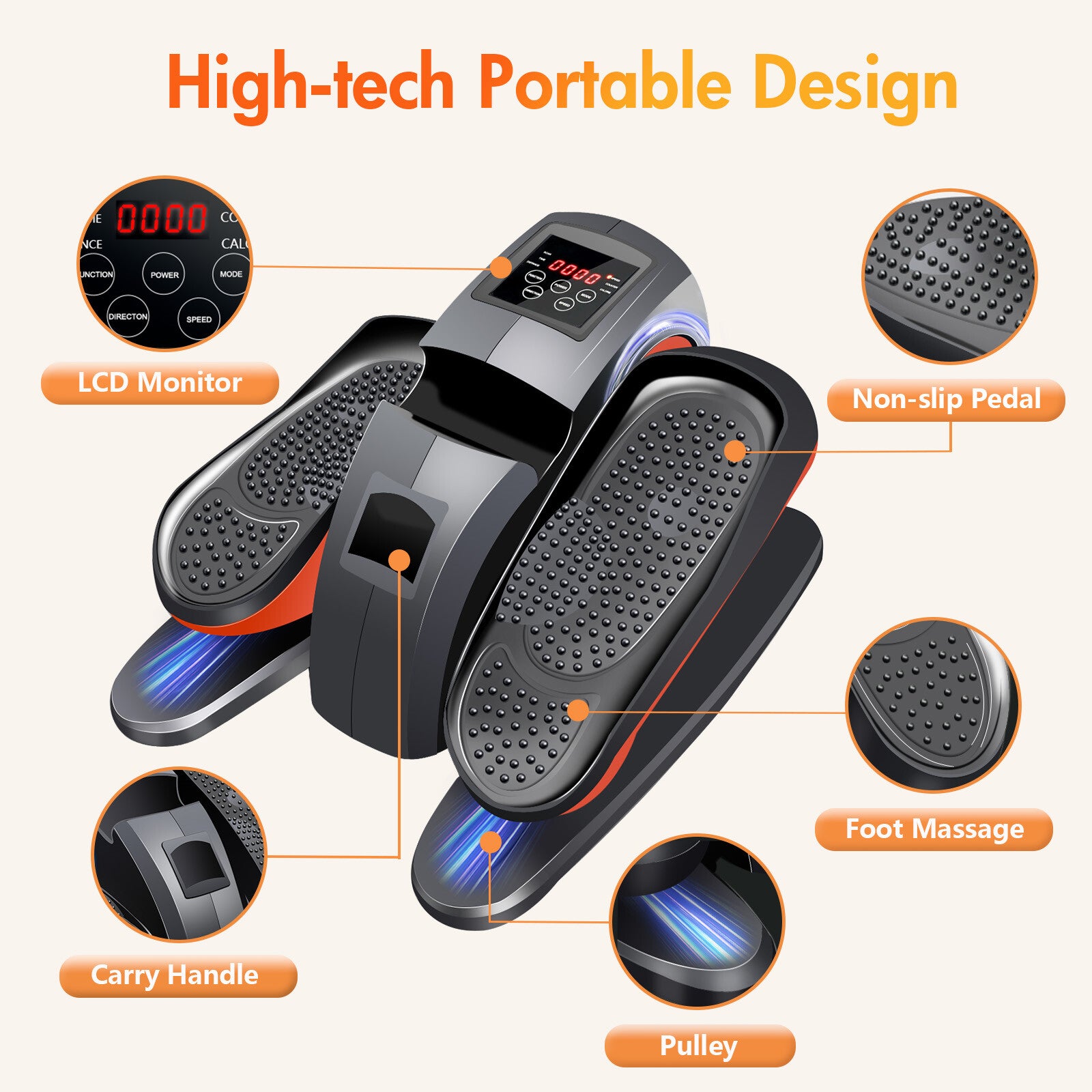 Ellipse Electric Elliptical Machine under Desk Leg Exerciser Fully Assembled LCD