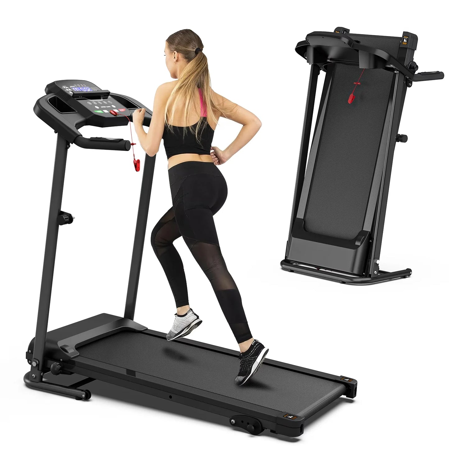 Home Folding Treadmill Portable Electric Fitness Equipment Pulse Sensor Curve Design Home Exercise Maximum 120kg