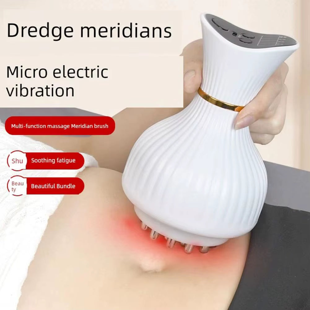 Electric Meridian Brush Body Massager Slimming Tool Microcurrent Hot Scraping Fat Burning Massage Equipment Health Care Tool