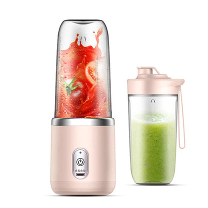 1pc Portable Small Electric Juicer Blue/Pink Stainless Steel Blade Cup Juicer Fruit Automatic Smoothie Blender Kitchen Tool